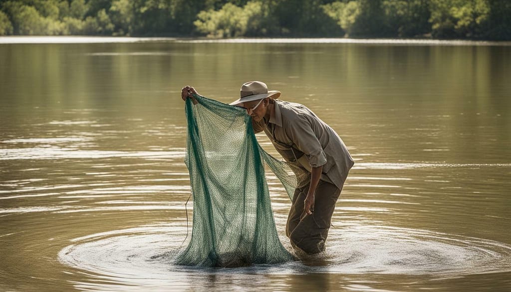 prepare cast net for catfish