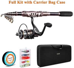 PLUSINNO Fishing Rod and Reel Combos Carbon Fiber Telescopic Fishing Rod with Reel Combo